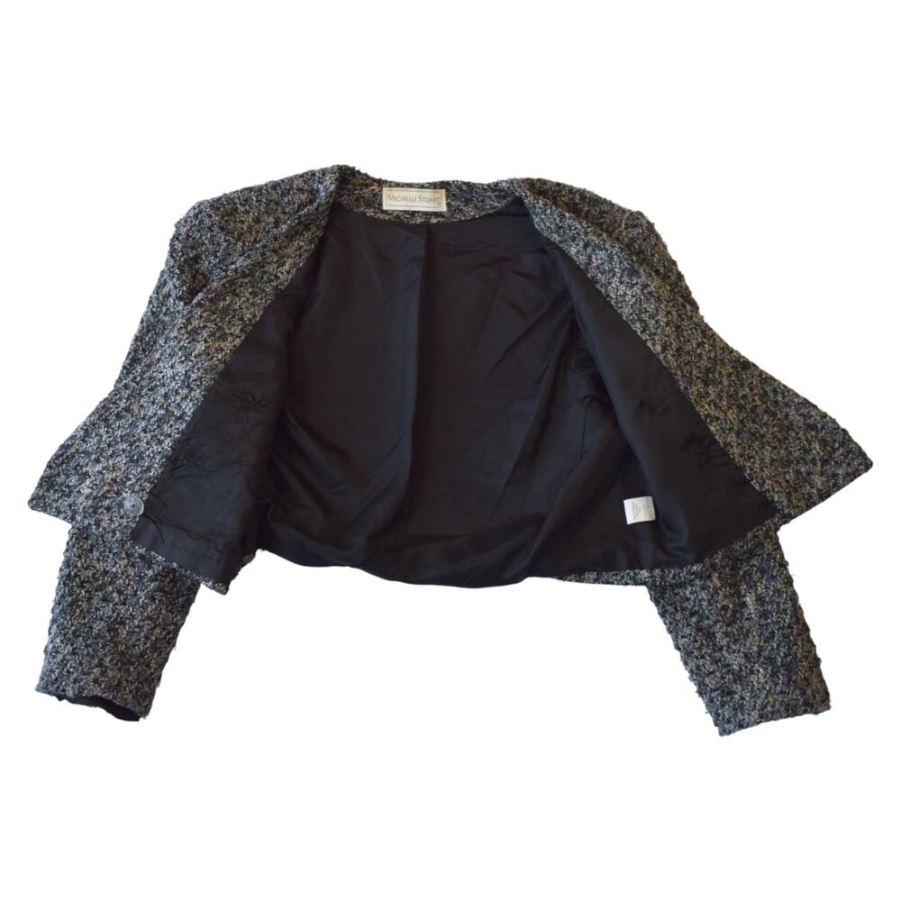 Vintage Michelle Stuart Cropped Tweed Blazer with Gold Buttons - Size 10 - Picture 4 of 4